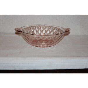 Vintage Anchor Hocking AHC50 Pink Depression Glass Serving Bowl with Handles